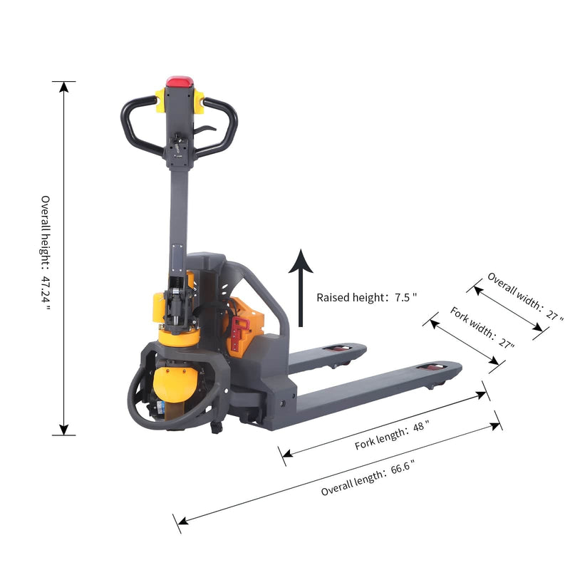 Apollolift Lithium Battery 3300Lbs Full Electric Pallet Jack Electric Forklift 48" x27" - A-1018