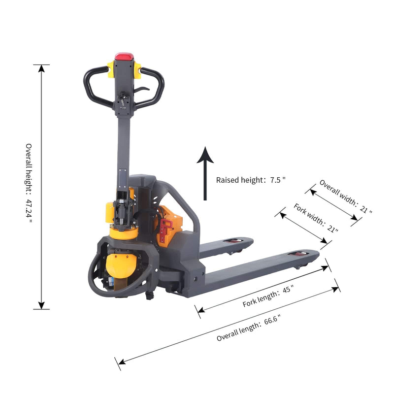 Apollolift Battery Powered Pallet Truck 3300Lbs Cap. 45" x21" - A-1019