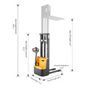 Apollolift Electric Straddle Stacker with Fixed Legs 118" Lift and 2640 lb Cap Pallet Stacker - A-3027