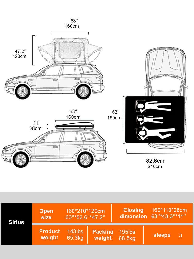 Naturnest Sirius 1  clamshell  roof top tent XXL