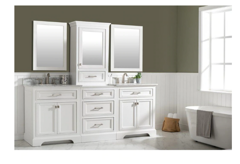 Design Element ML-84MC-WT Milano 84" Double Sink White Bathroom Vanity Modular Set