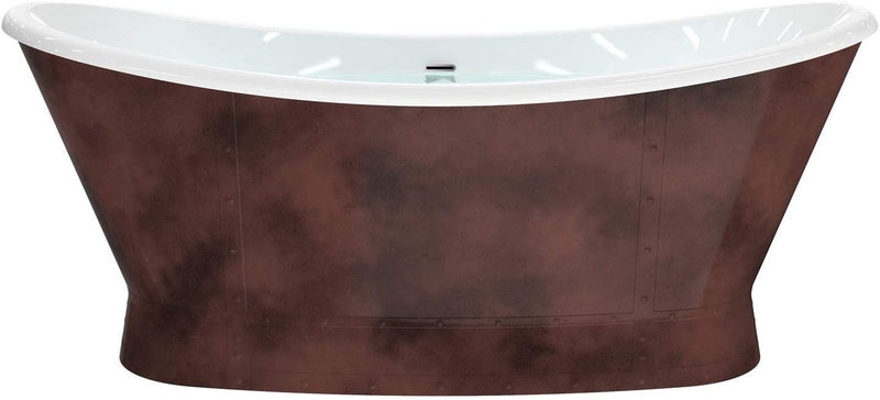 Heatgene 66" Acrylic Copper Skirt Freestanding Bathtub - Bronze Finish HG509