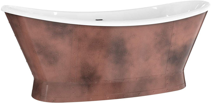 Heatgene 66" Acrylic Copper Skirt Freestanding Bathtub - Bronze Finish HG509