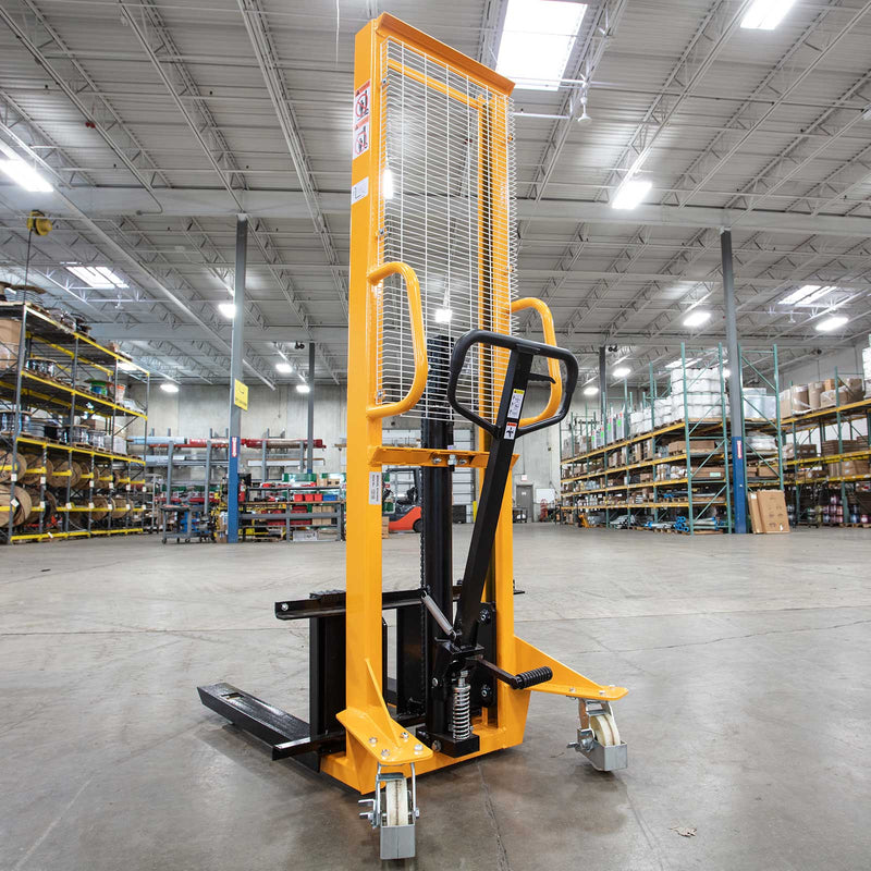 Apollolift Manual Pallet Stacker Adjustable Forks 1100lbs Cap., 63" Height - A-3002