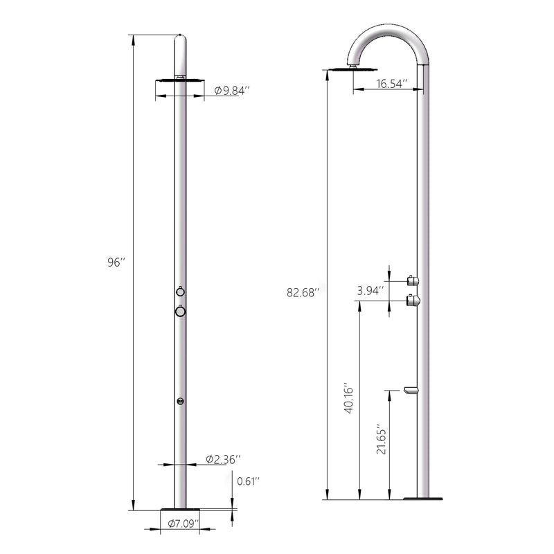 Heatgene Outdoor Shower with Shower head & Foot Spout Rinse HG9007