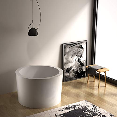 Heatgene 41" Round Acrylic Freestanding Contemporary Soaking Bathtub HG1023