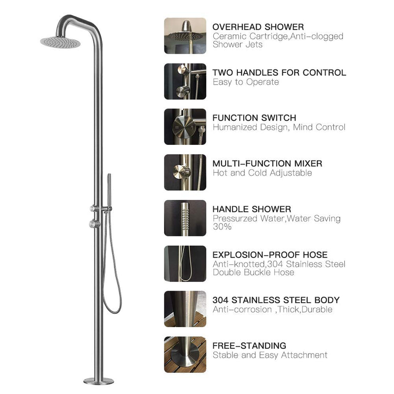 Heatgene Stainless Steel Freestanding Outdoor Shower HG9008-MB