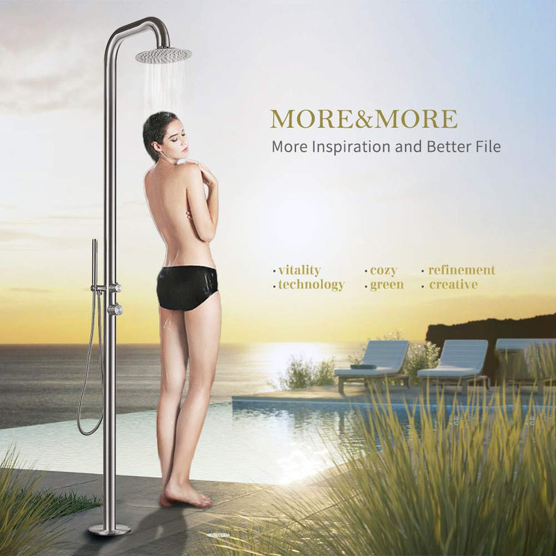 Heatgene Stainless Steel Freestanding Outdoor Shower HG9008-MB