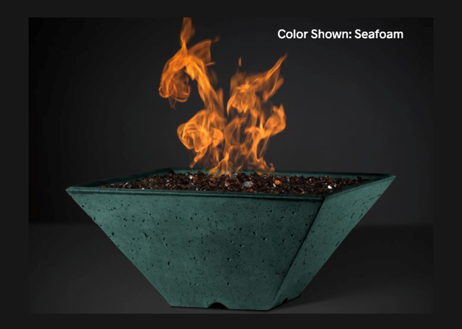 Slick Rock Concrete Ridgeline Square Fire Bowl with Electronic Ignition