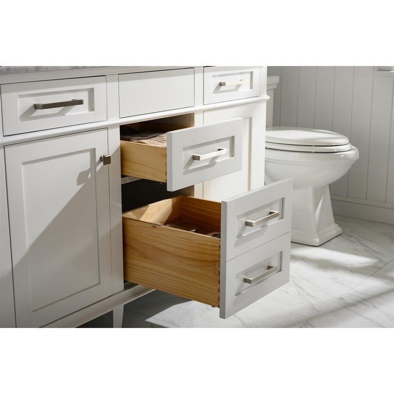 Legion Furniture WLF2254-W 54 Inch White Finish Double Sink Vanity Cabinet with Carrara White Top