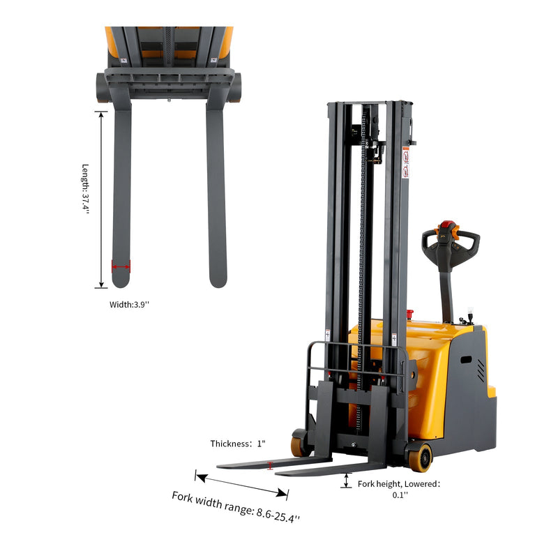 Apollolift Electric Straddle Stacker with 98" Lift and 2200 lb Cap Pallet Stacker - A-3043