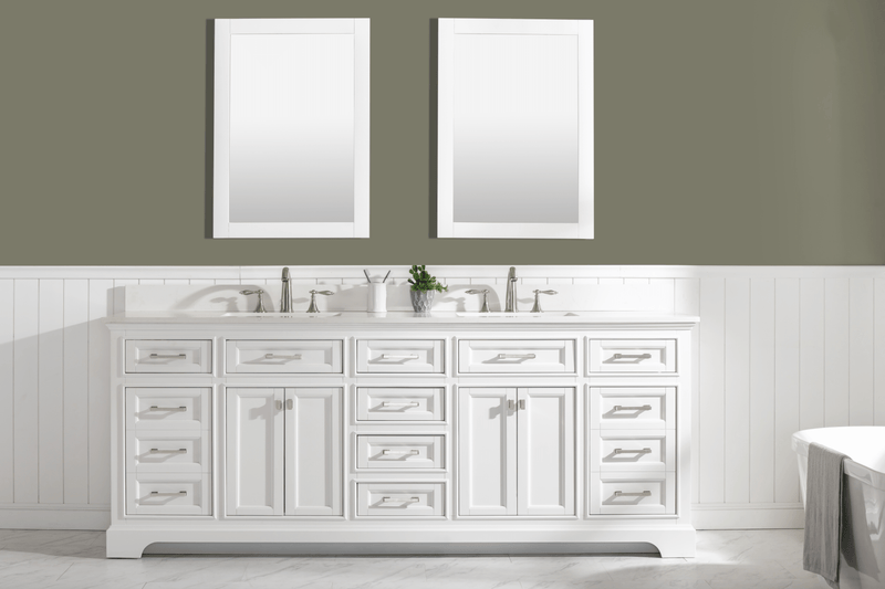 Design Element Milano 84" Double Sink Vanity in White Finish ML-84-WT