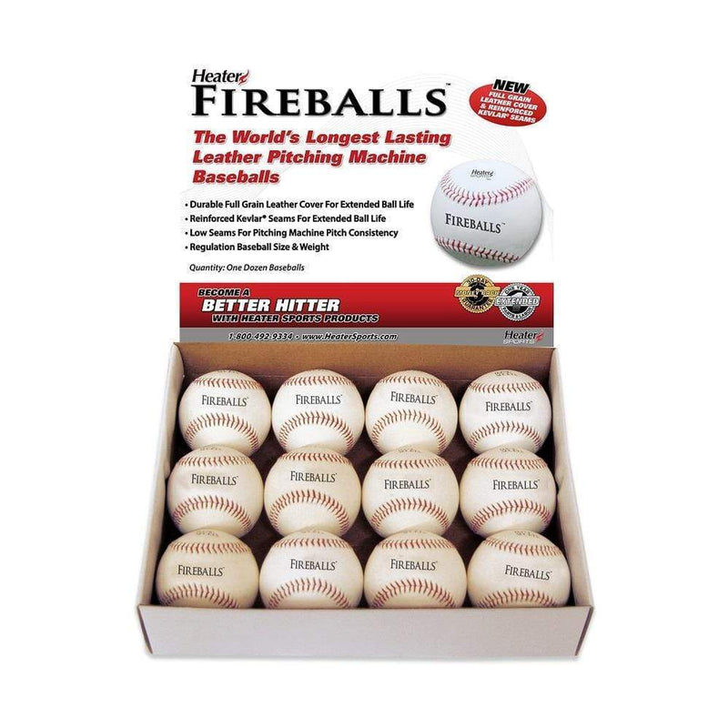 Heater Fireballs Leather Pitching Machine Baseballs (1 Dozen) PMBL44_TOP_GRAIN