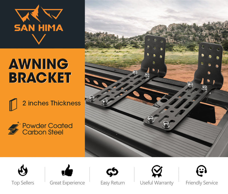 SanHima Pair Awning Mounting Extended L-Brackets for Roof Rack Cross