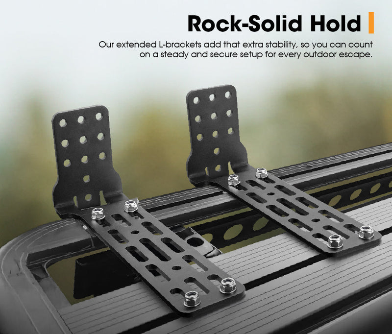 SanHima Pair Awning Mounting Extended L-Brackets for Roof Rack Cross