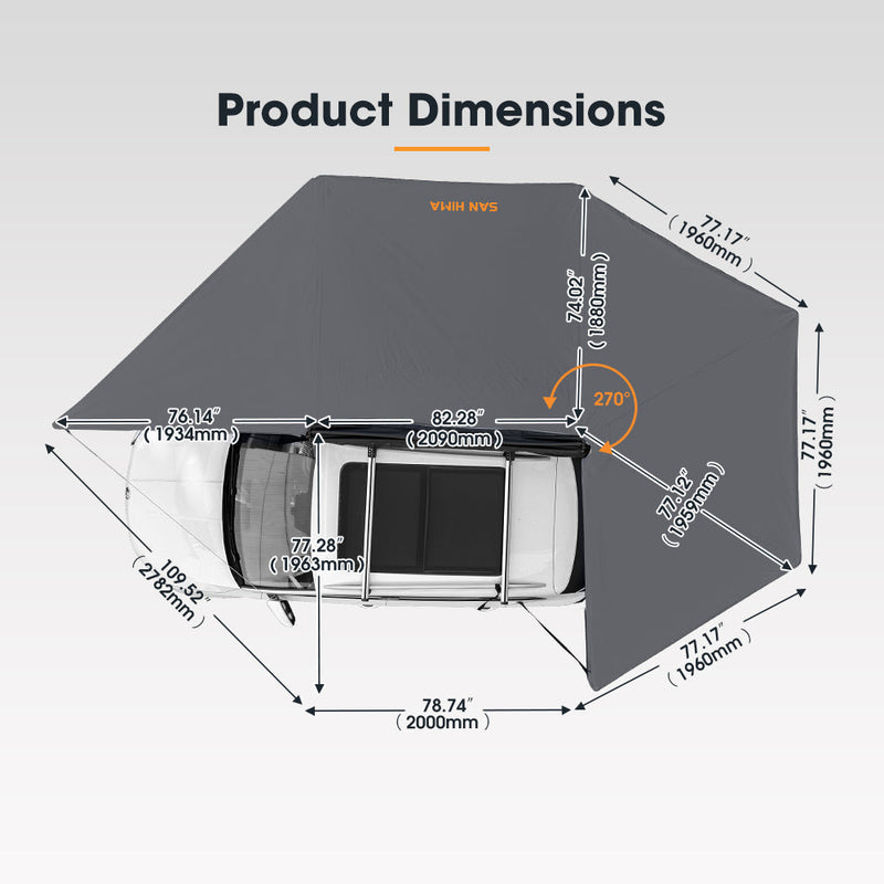 San Hima 270° Free-Standing Awning Passenger Side 600D Double Ripstop Poly-Cotton