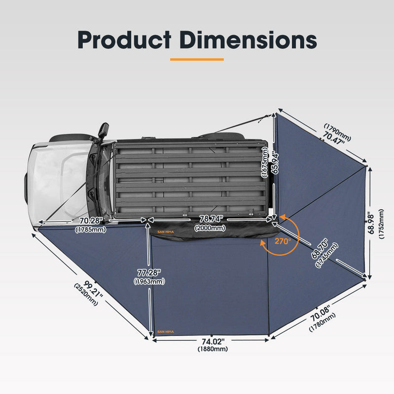 San Hima 270° Free-Standing Awning Karlu Frontier Driver Side