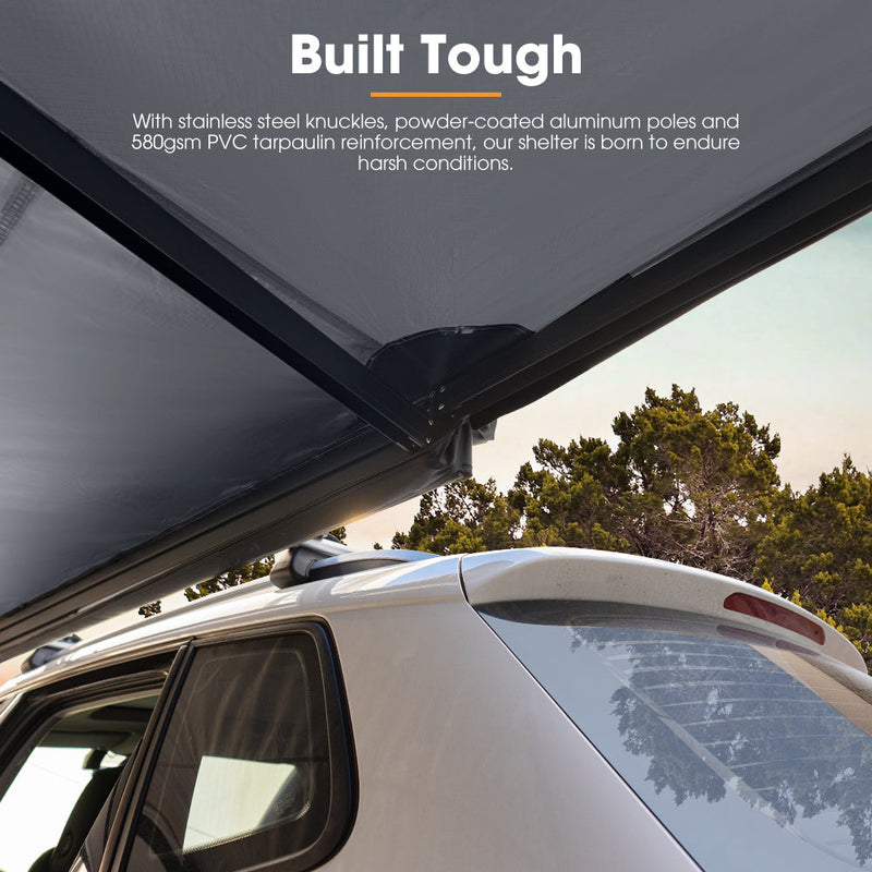 San Hima 180° Awning With Side Wall Free-Standing Car Roll Out Privacy Screens