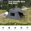 San Hima 270° Awning w/ Side Wall Free-Standing Car Driver Side Extension Sunshade