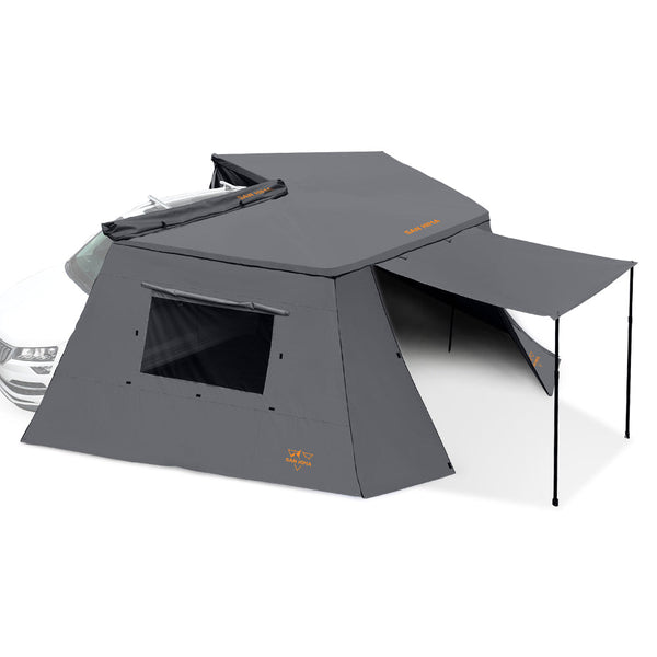 San Hima 270° Awning w/ Side Wall Free-Standing Car Driver Side Extension Sunshade